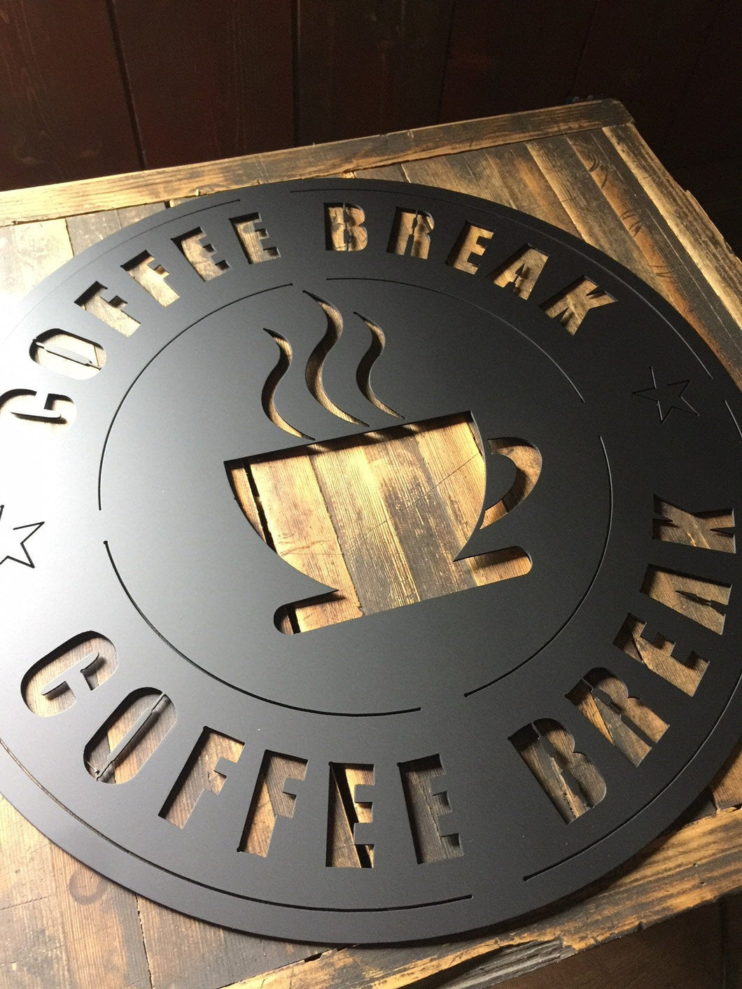 Coffee break metal sign